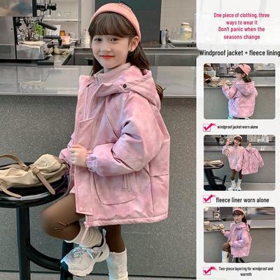 Chaqueta y Cortavientos Desmontables 3 en 1 de Algodón para Niñas Otoño/Invierno 2025