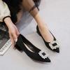 Single Shoes Women's New Rhinestone Temperament High Heels Pointed Head Shallow Mouth Versatile Thick Heel Large Size