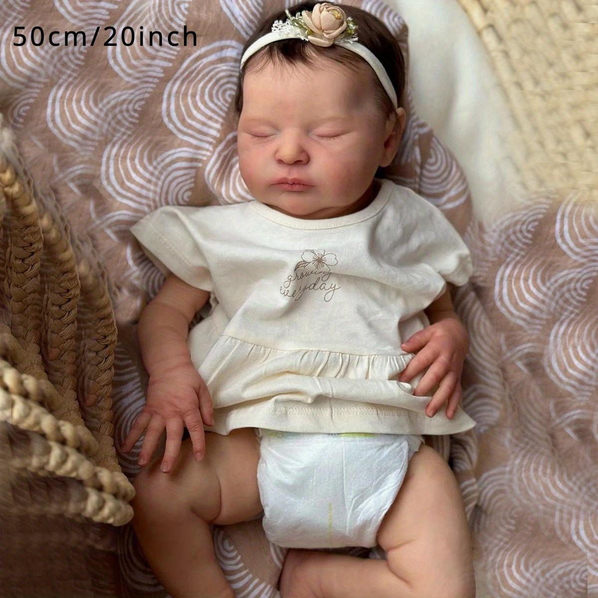 

BZDOLL 20 дюймов 50 см Спящий младенец Кукла реборн Мягкий винил Новорожденные с 3D-раскрашенной кожей и видимыми венами Реалистичная игрушка для девочки Рождественский подарок cloth body doll