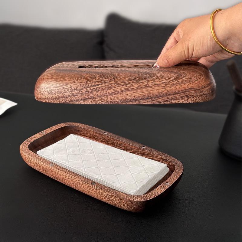 1pcs Walnut Wood Tissue Box Holder for Coffee Table New Chinese Style Desktop Storage Organizer Home Decor Desktop Ornaments