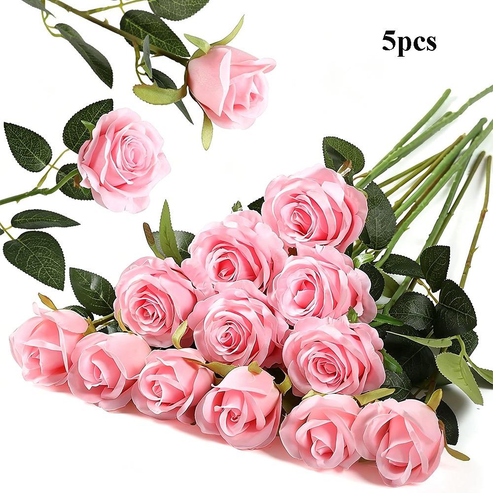 

5pcs 10 Colors Simulated Rose DIY Party Decoration Artificial Flowers New Small Rose Home Decor рожевий