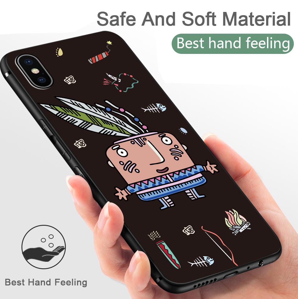 Cartoon Boho Wild Man Indian Chief Tribe Soft Silicone TPU Case Cover