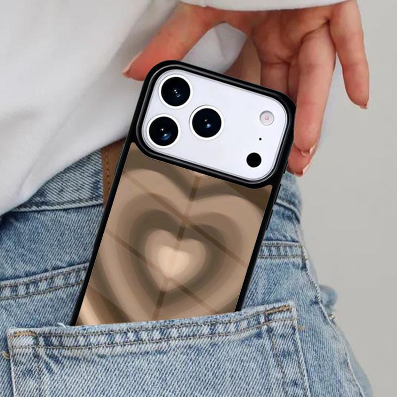 Latte Love Braunes Herz Ästhetische Handyhülle für iPhone 17ProMax 12 13 14 15 16e 17 Pro Max Plus Air Cover