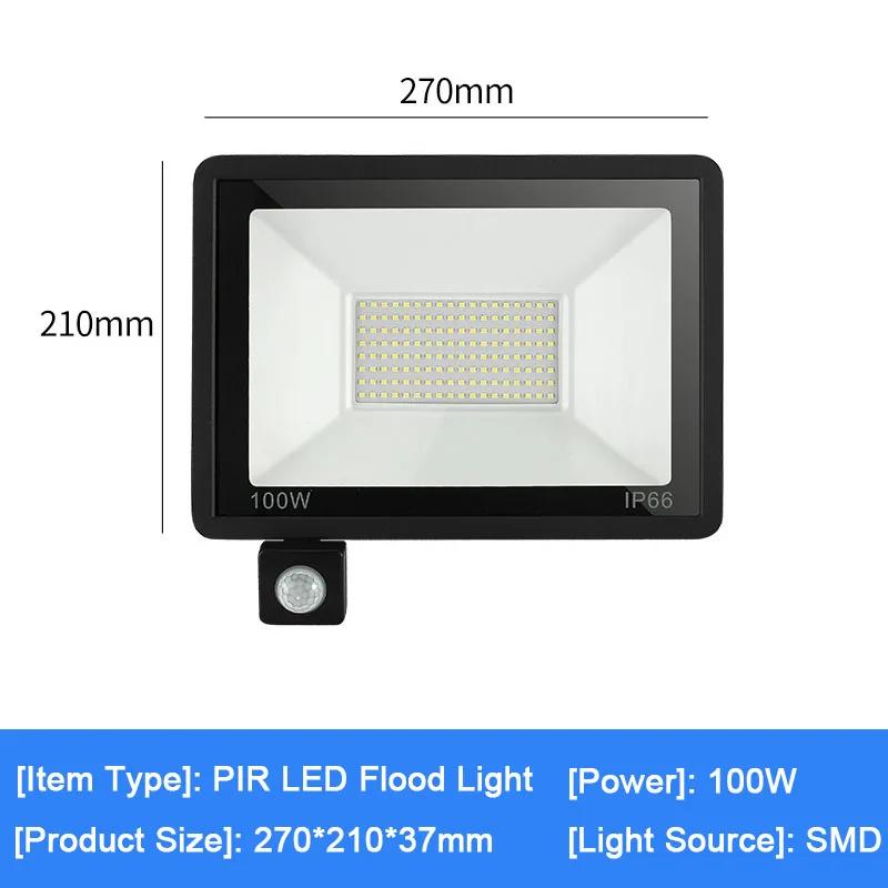 LED Floodlight Waterproof Spotlight 50W 100W 150W Reflector Outdoor Garden Street Light PIR Motion Sensor Wall Light AC 220V