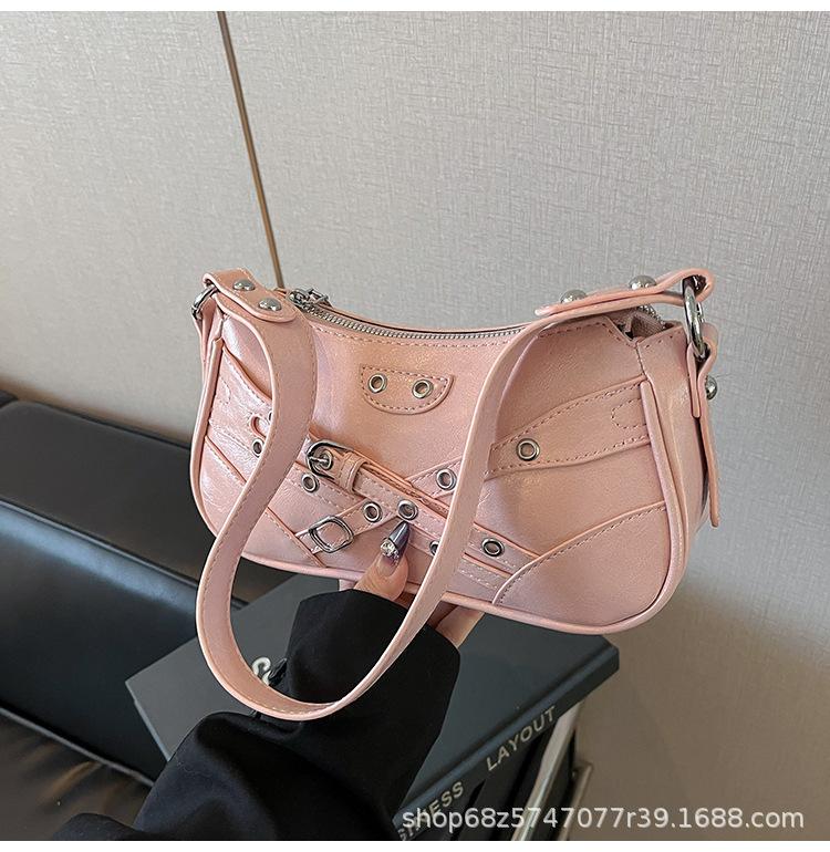Slack Underarm Bag Women's 2025 Spring New Fashion Locomotive Small Square Bag Lazy Wind High Wisdom One Shoulder Crossbody Bag