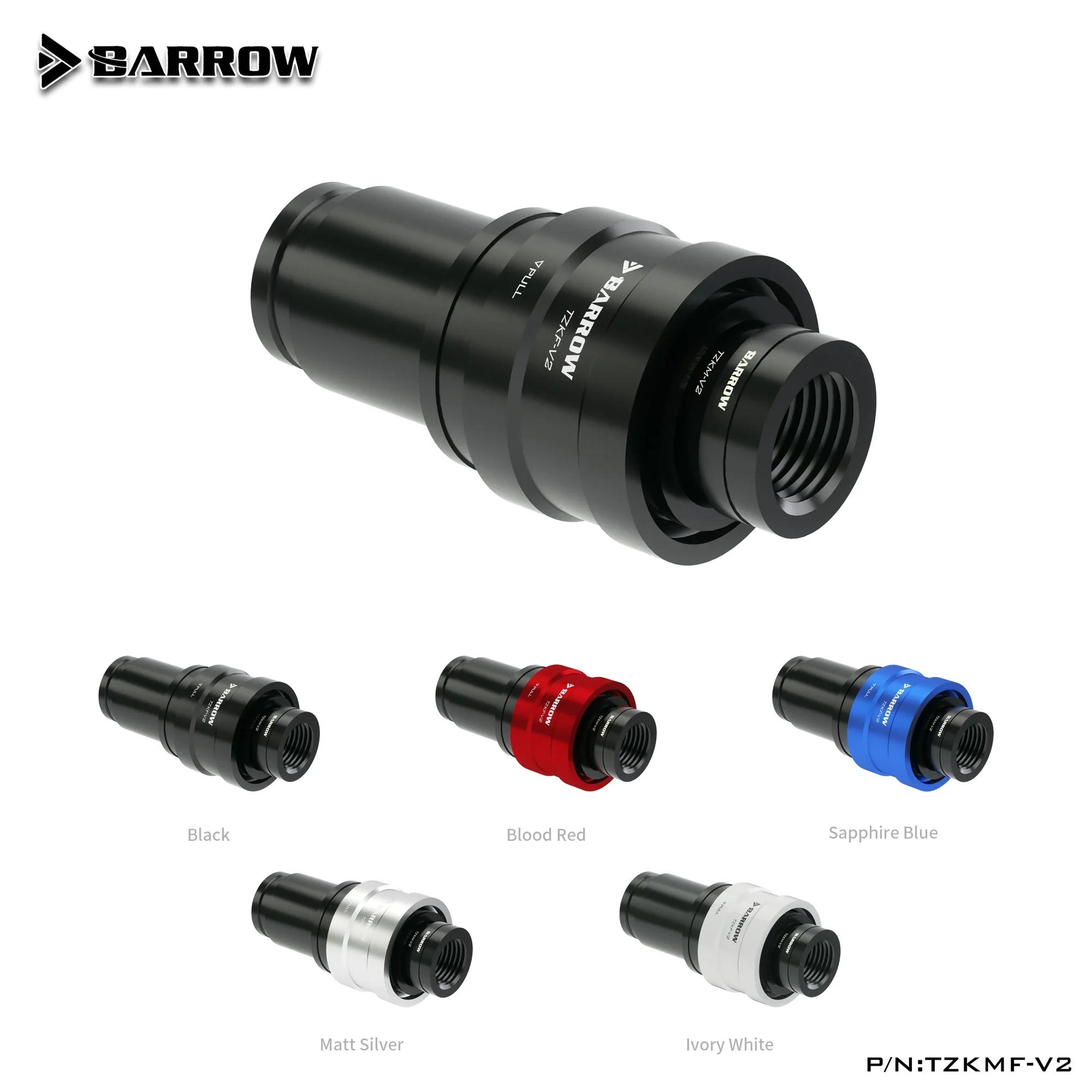 Barrow Quick Disconnect Male To Femal G1/4 Flat Hand Push Type Metal Valve PC Gaming Liquid Cooling System Fittings TZKMF-V2 Red