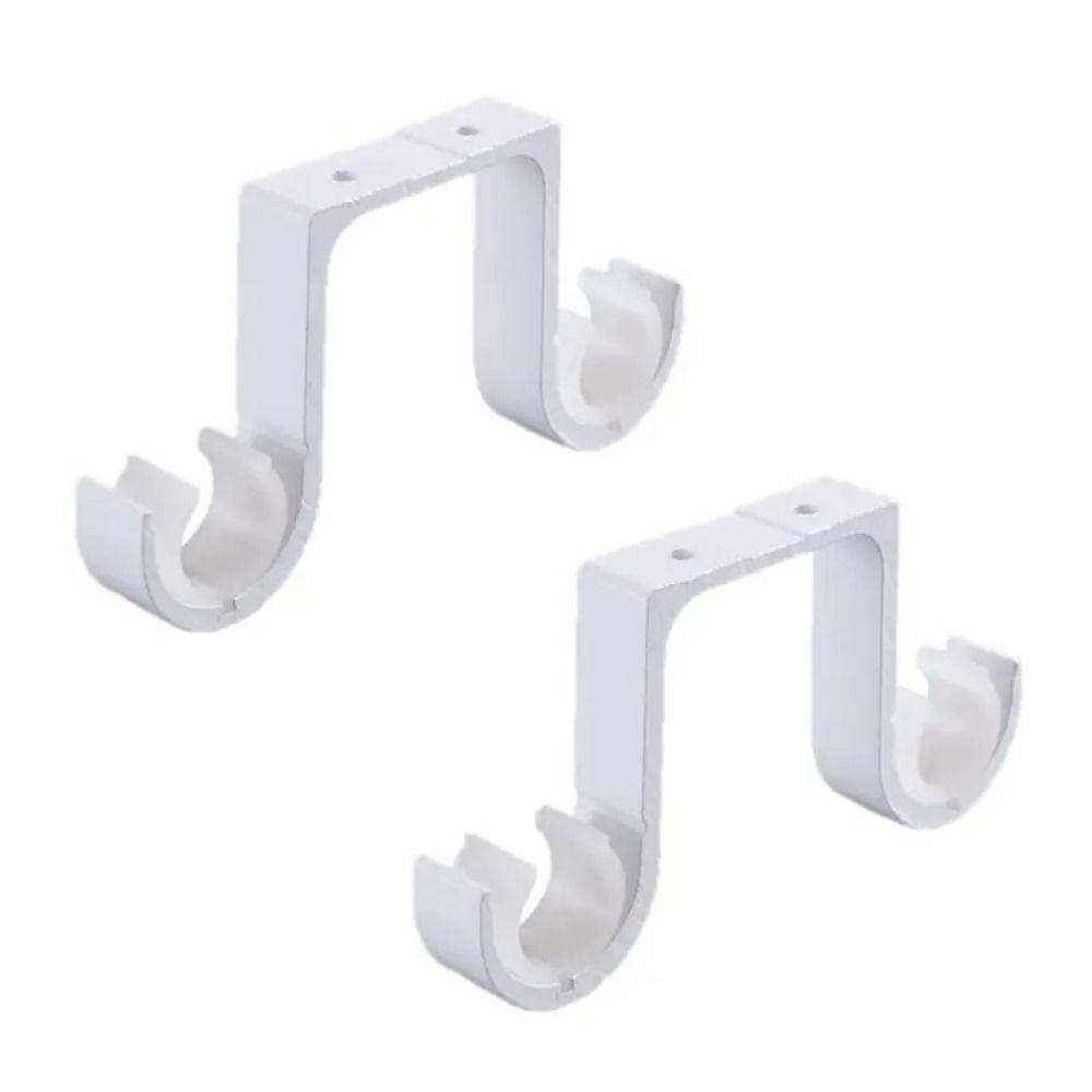 2pcs/set Aluminum Double Curtain Rod Brackets Durable Thicken Window Hardware Hook Hanger Supporter Black Ceiling Mount Supports