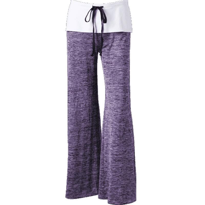 Women's Block Wide Leg Yoga Pants Middle Waist Loose Long Pants Plus Size