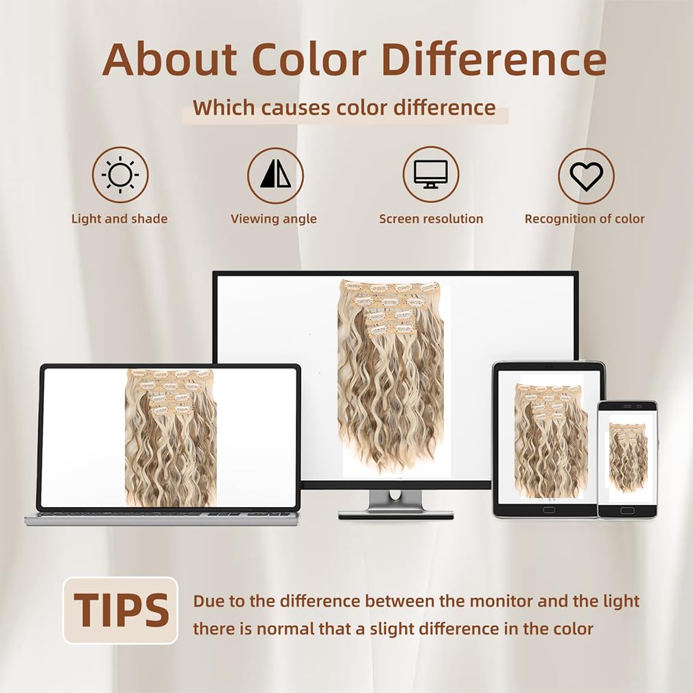 4 PEZZI Estensioni per Capelli Clip-in 12" Corti Ricci Ondulati Estensioni per Capelli Invisibili Naturali Morbidi per Donne Colore con Riflessi Biondi
