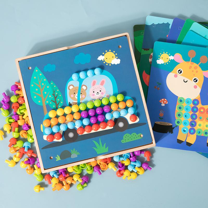 Wooden Learning Early Puzzle Toys Gear Geometric Parts Development Children