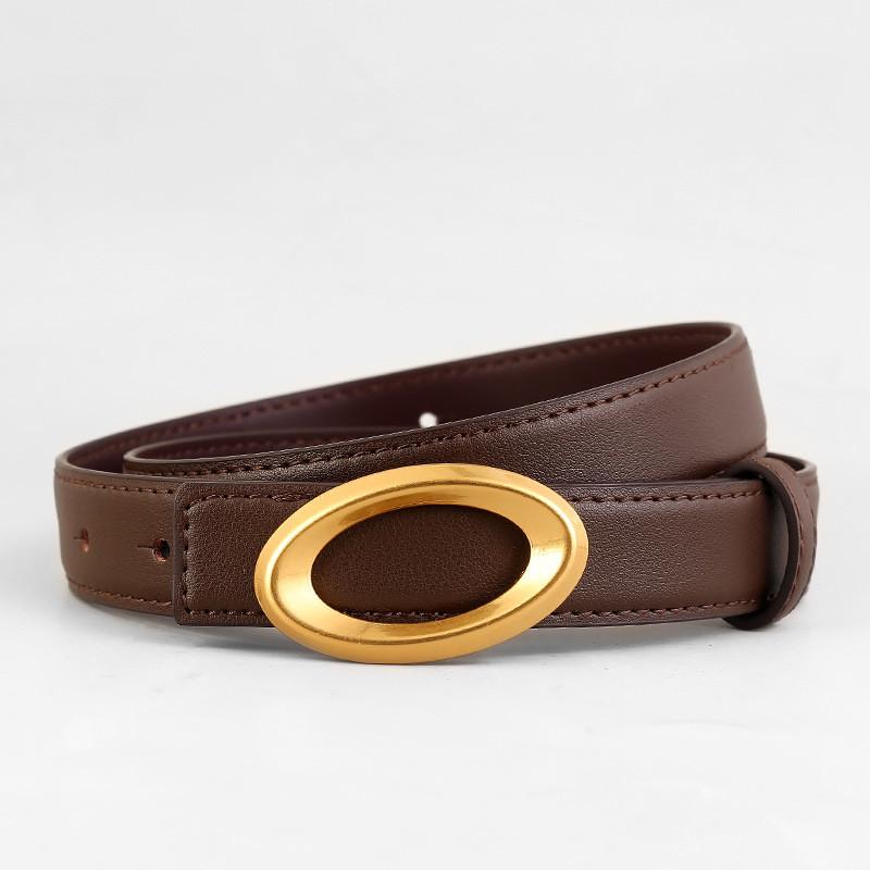 

Genuine Leather Womens Waist Belt For Casual And Office Wear With Alloy Buckle темно-коричневого кольору