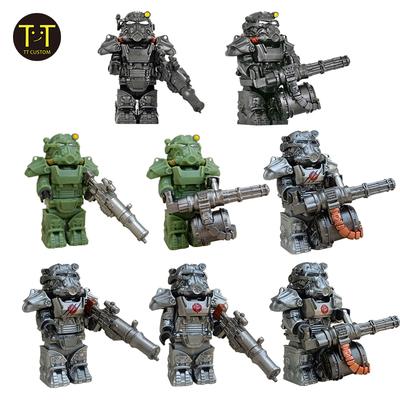 MOC Militär T60 Rüstung Soldaten Mini Anime Action Fallouts Figuren Waffen Roboter Ritter Bausteine Steine DIY Spielzeug Geschenke