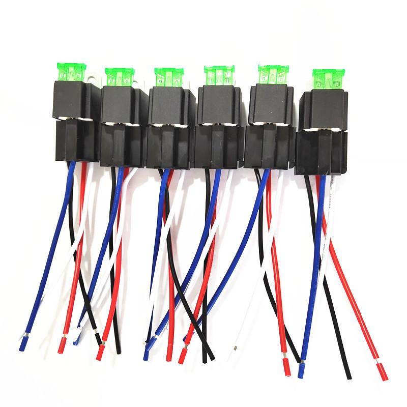 

6PCS 30A 4 Pin 5 Pin Copper Terminal Auto Relay DC 12V 24V Fused On/Off Car Motor Relay with Holder Socket On/Off Fused Relay 24V 5PIN