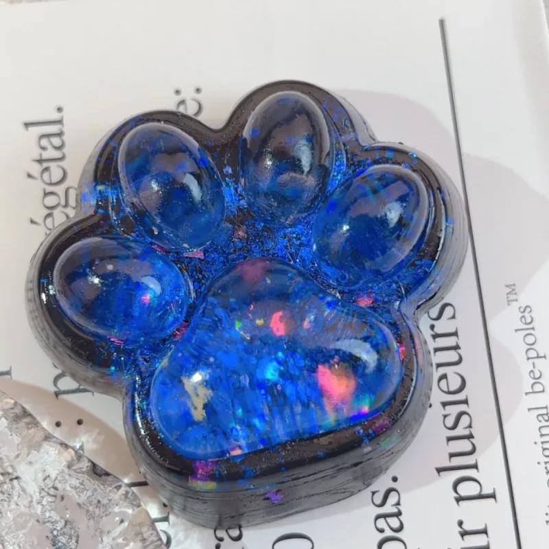 

Кошачьи лапки Сквиши Набор из 3 штук Игрушка-сквиши с высокой цветовой ценностью Ослепительные сверкающие трехцветные кошачьи коготки Расслабляющая игрушка Снятие стресса синий