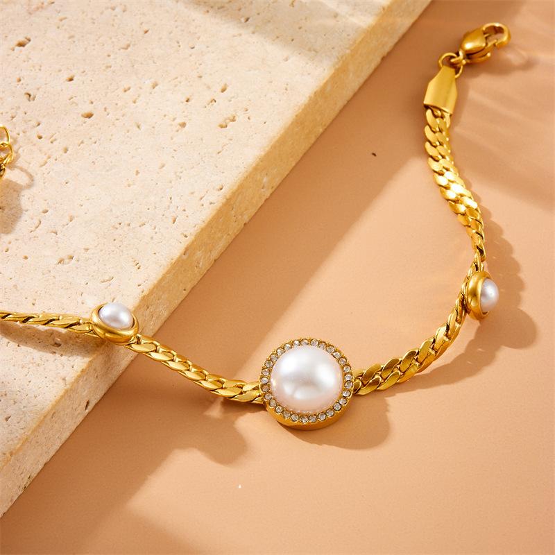 Gold Mother of Pearl Heart Jewelry Set Necklace Earrings for Women