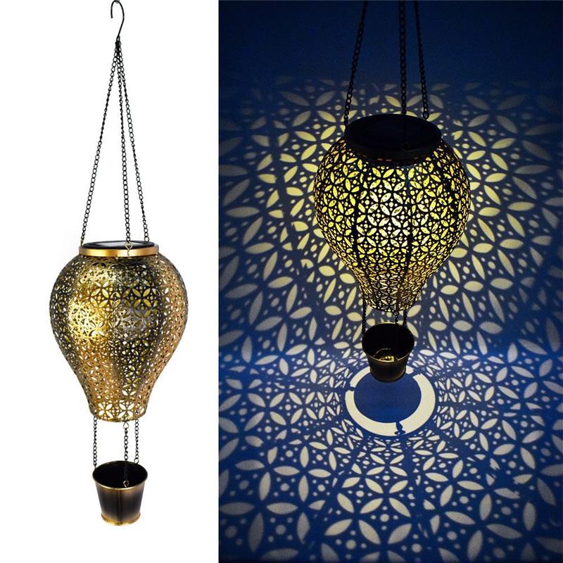 Solar-Sterne für den Außenbereich, Gartenkunst, Licht, Gartengießkanne, String, ausgehöhlte Eisendusche, LED-Leuchten, Lampe, Hausgarten-Dekoration