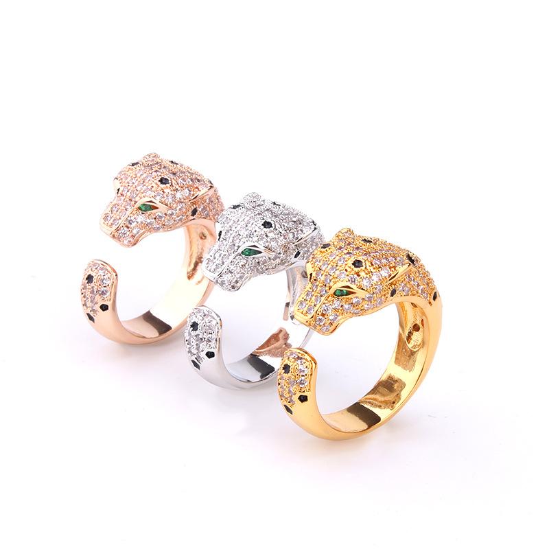 Style New Product Fashion Leopard Bracelet Micro Inlaid Gel Leopard Pattern Ring Bracelet Set for Women