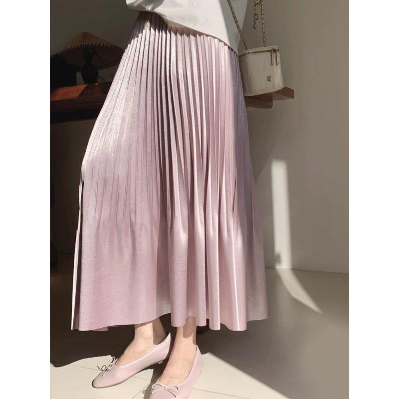 Early Spring New Gentle Wind Design Temperament Fashionable Pleated Skirt Women's Medium and Long Versatile A-shaped Skirt