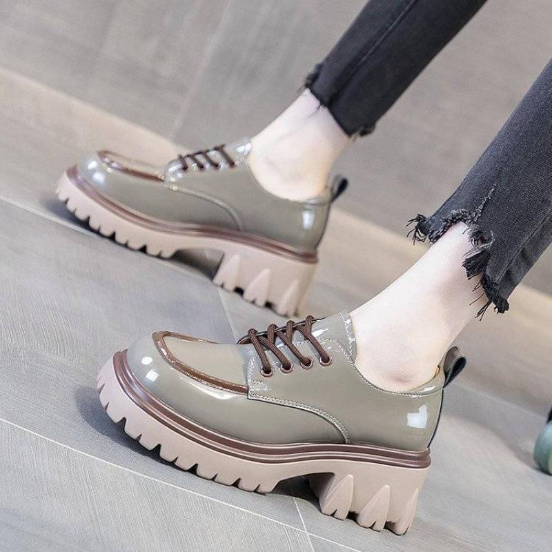 Fashion Patent leather Women's loafers Luxury Designer Platform lolita shoes Lace-up Dress mary jane shoes zapatillas de mujer