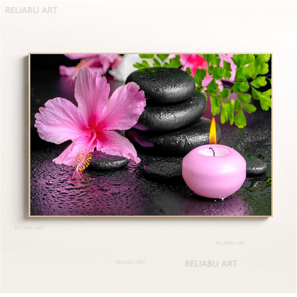 

Настенное искусство, вода, спа, камни, дзен, холст, живопись, свечи, цветок орхидеи, постер, настенные панно для декора ванной комнаты, домашний декор, Cuadros 40x50cm No Framed