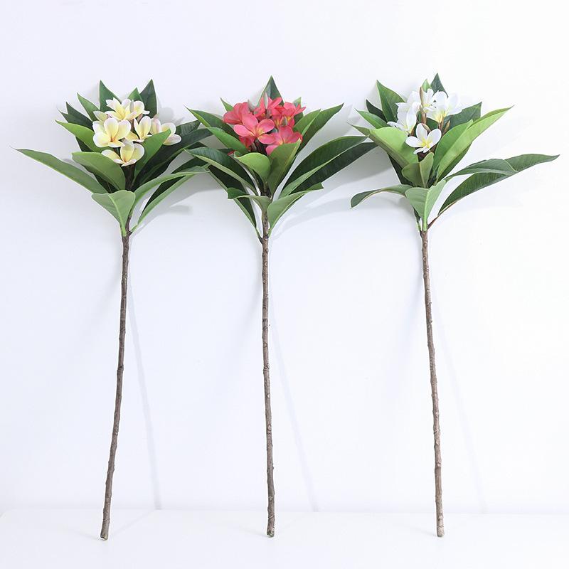 Artificial Frangipani Flower with Long Stems Lifelike Real Touch Artificial Plumeria Flower for Home Party Wedding Bouquet Decor