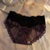 Women's Summer Thin New Sexy Lace Semi-transparent Mesh Cotton Crotch Triangle Briefs