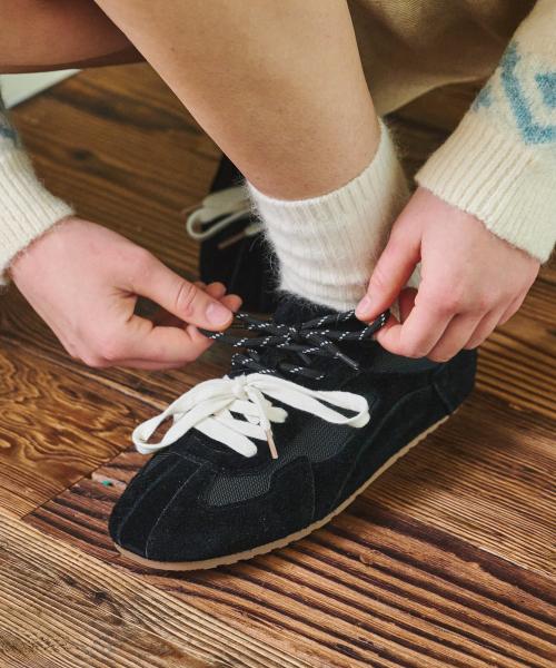 [Elizabeth Stuart] Clearance Double Strap Suede Leather Sneakers [EBAL57508]