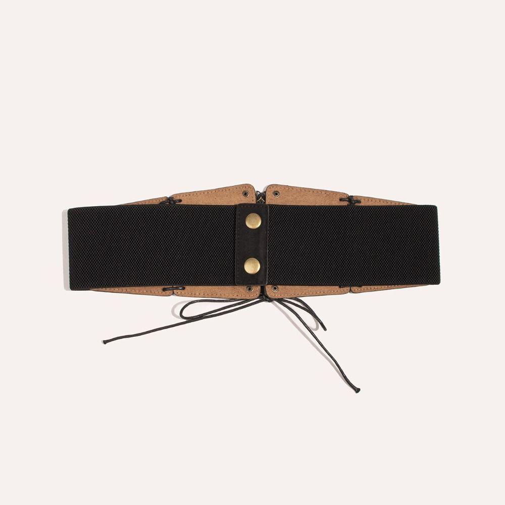 PU Leather Elastic Cummerbunds Adjustable Waist Corset Elegant Suede Wide Belt Girl