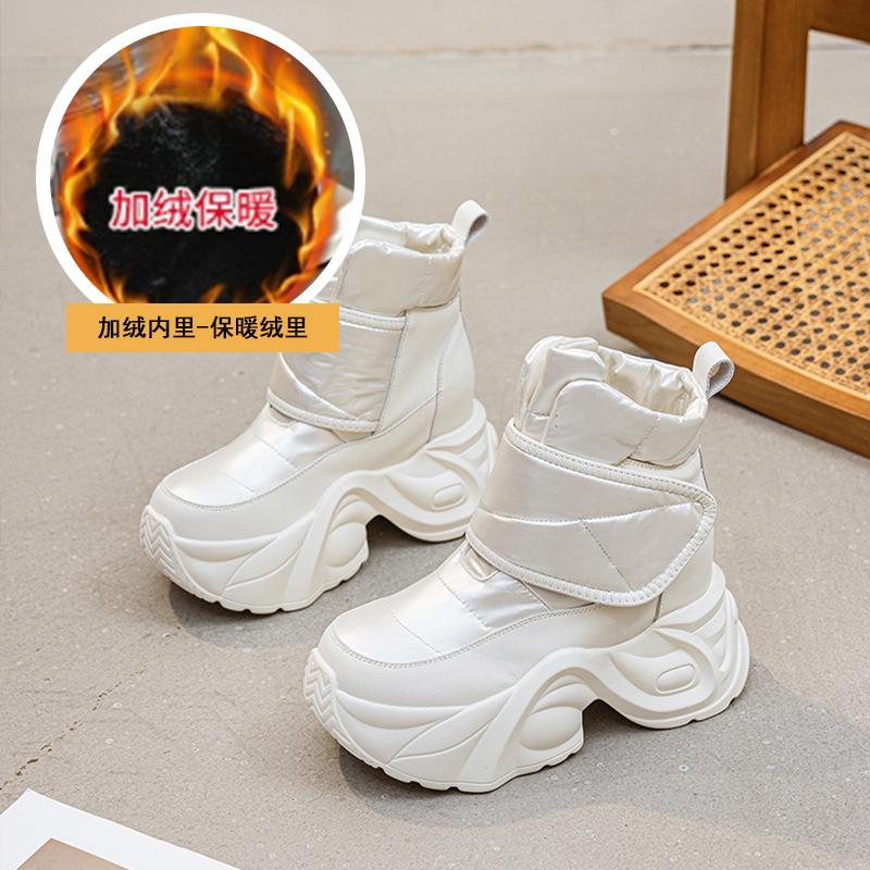 

Женские короткие ботинки 2025 осень и зима новые зимние ботинки толстая подошва увеличение 10 см обувь на платформе бархатные теплые на липучке женская обувь 39