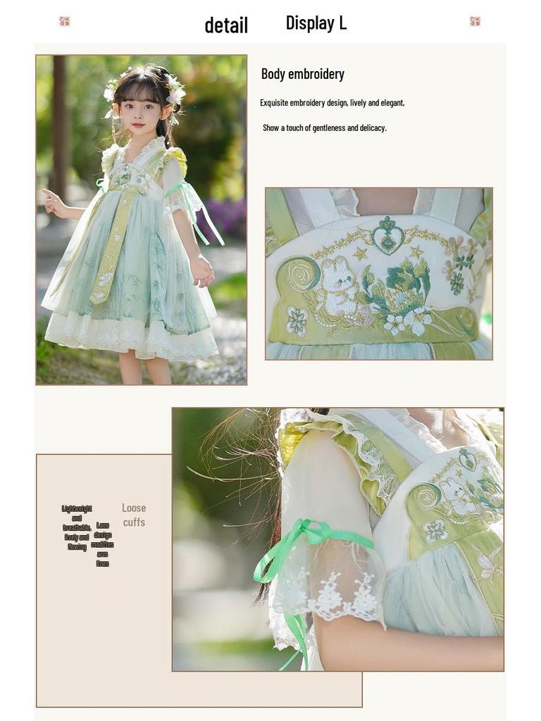 Spring 2025 Girls' Hanfu Dress - Fairy Tang Suit, Children's National Style, Chinese Spring Collection