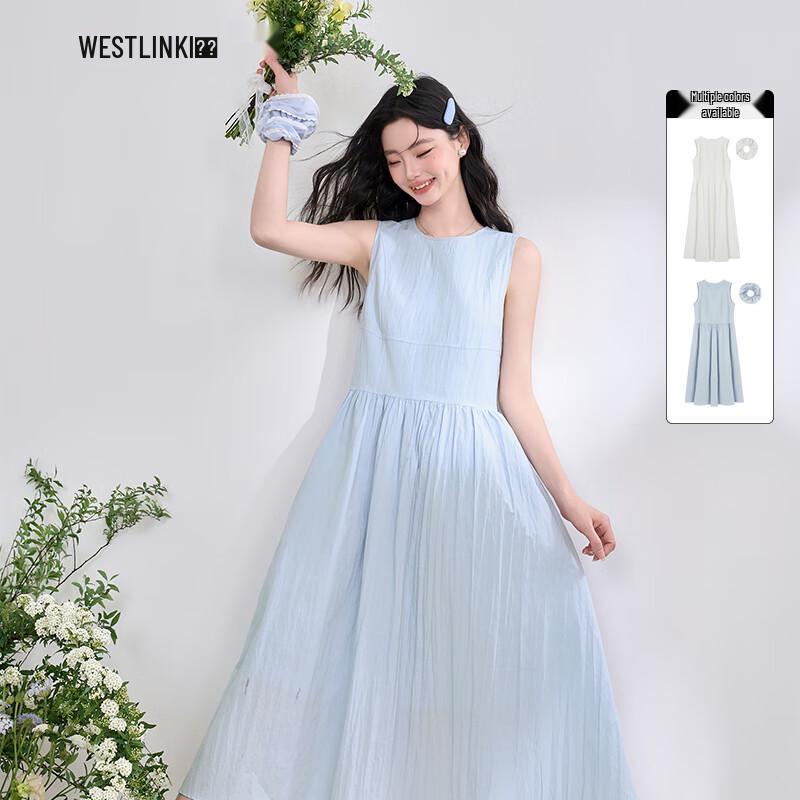 

Women s Summer French Sleeveless A-Line Vest Dress S