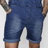 Denim Overall Shorts Solid Color Shoulder Straps Summer Hip Hop Adjustable Short Jean