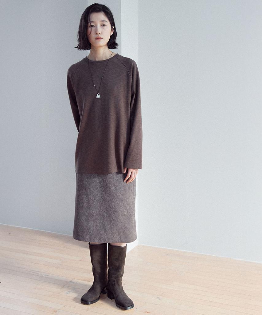 Yutosiseu Suede Midi Skirt(Brown)