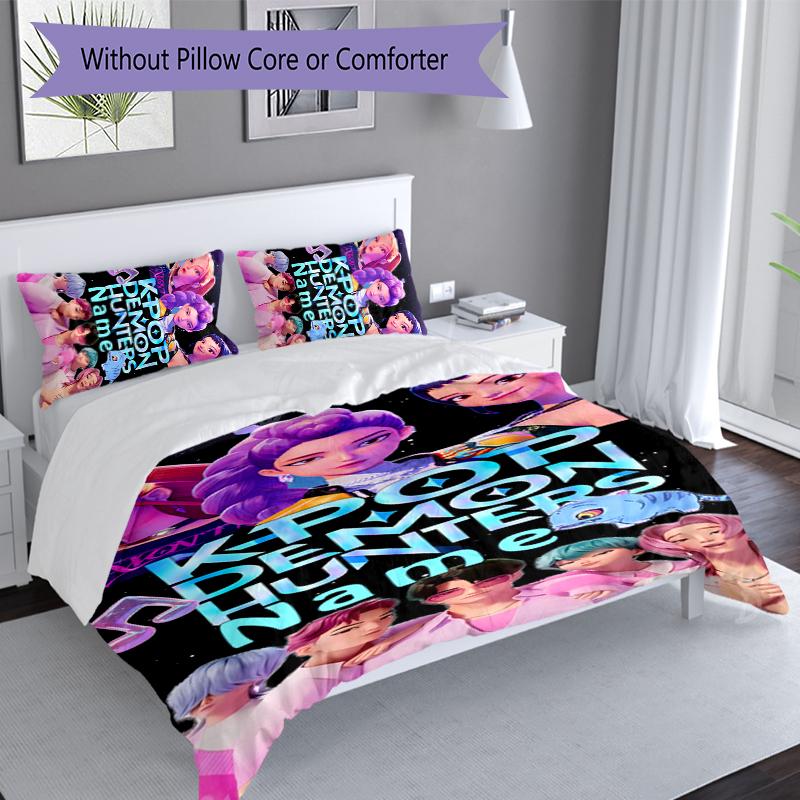 Set Caccia Demoni Kpop con Nome Personalizzato 3 Pezzi, Include 1 Copripiumino e 2 Federe, Arredo Camera da Letto per Tutte le Stagioni