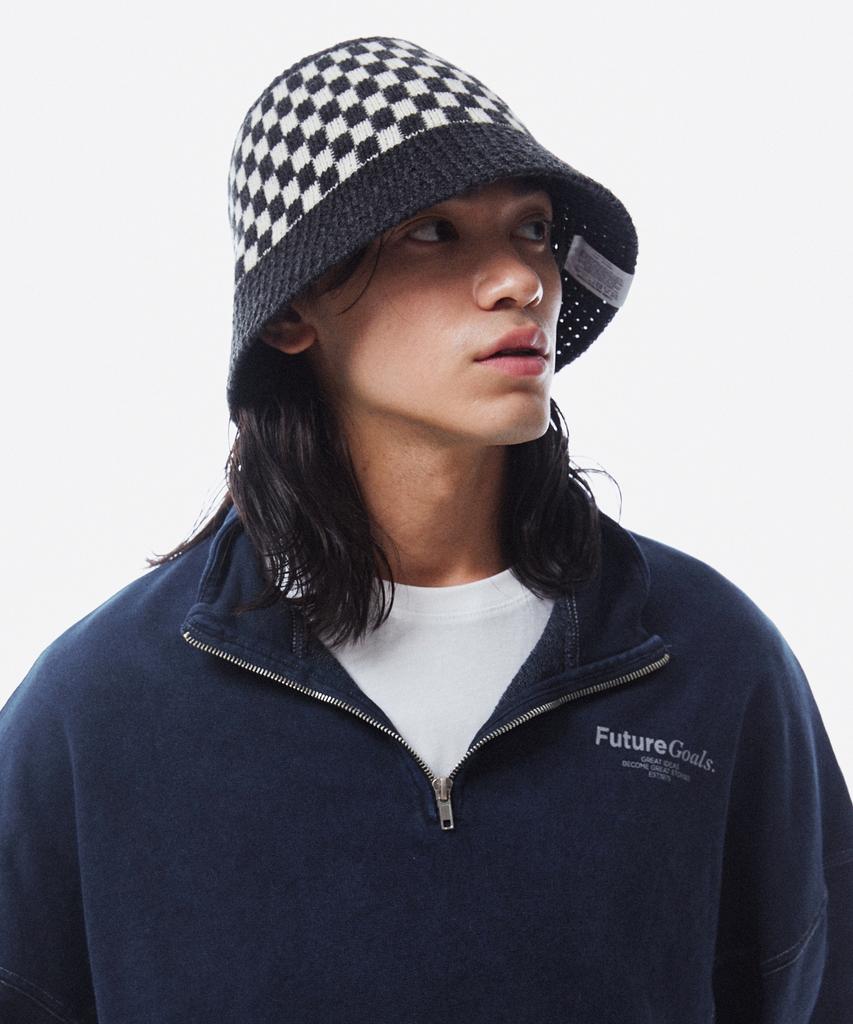 Seullipiseullib Chessboard Charcoal Bucket Hat