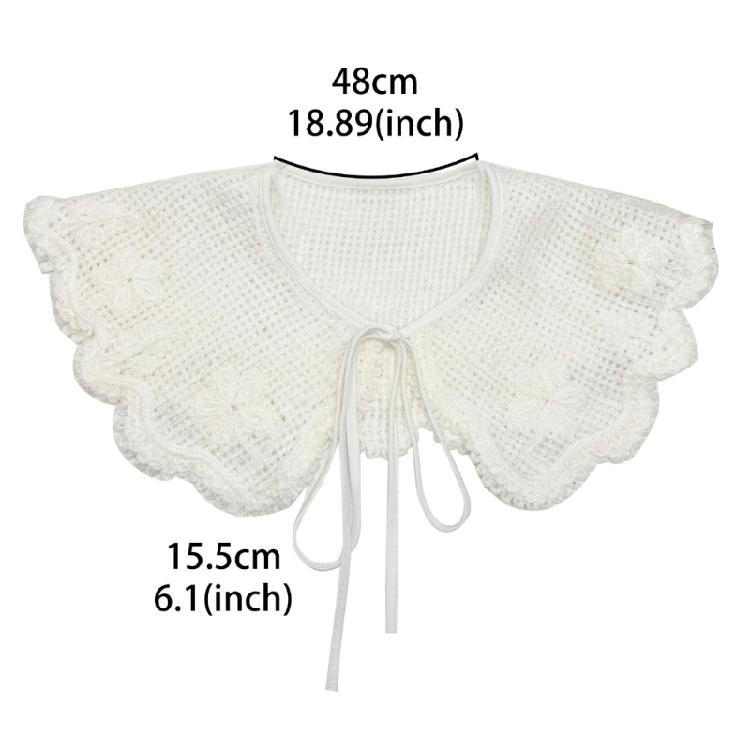 Women Hollowed Out Crochet Knit Flower False Collar Shawl Woolen Mini Capelet Clothing Accessory for Layering Over Tops