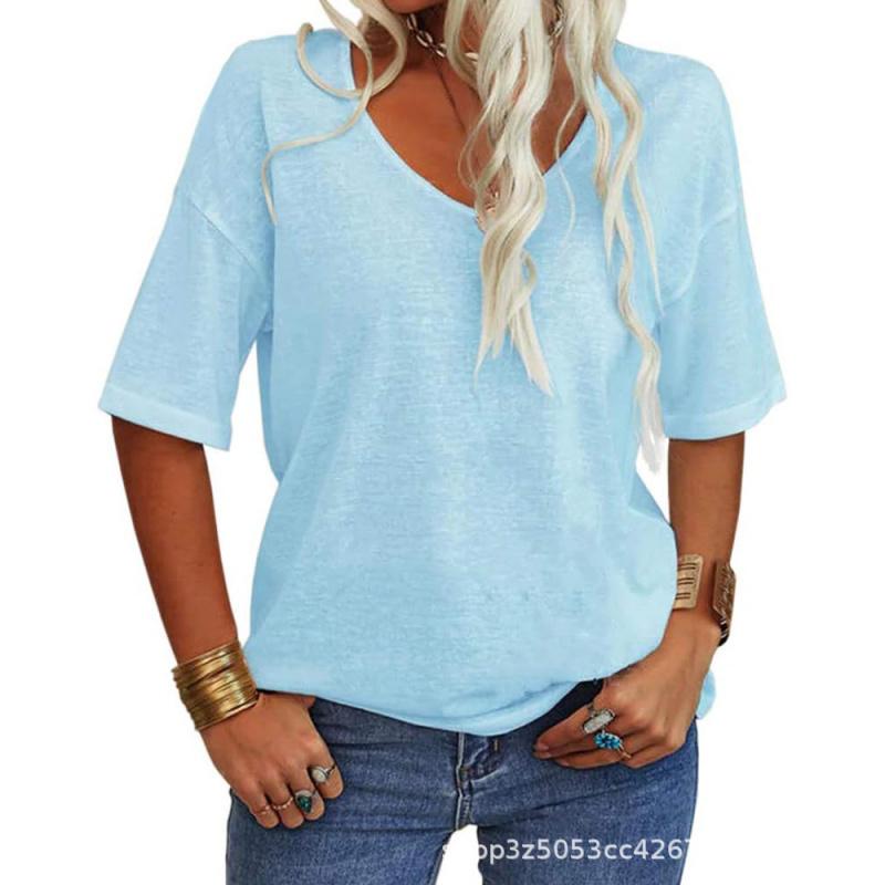 2026 Summer New Women's Short-Sleeve V-Neck T-Shirt Top