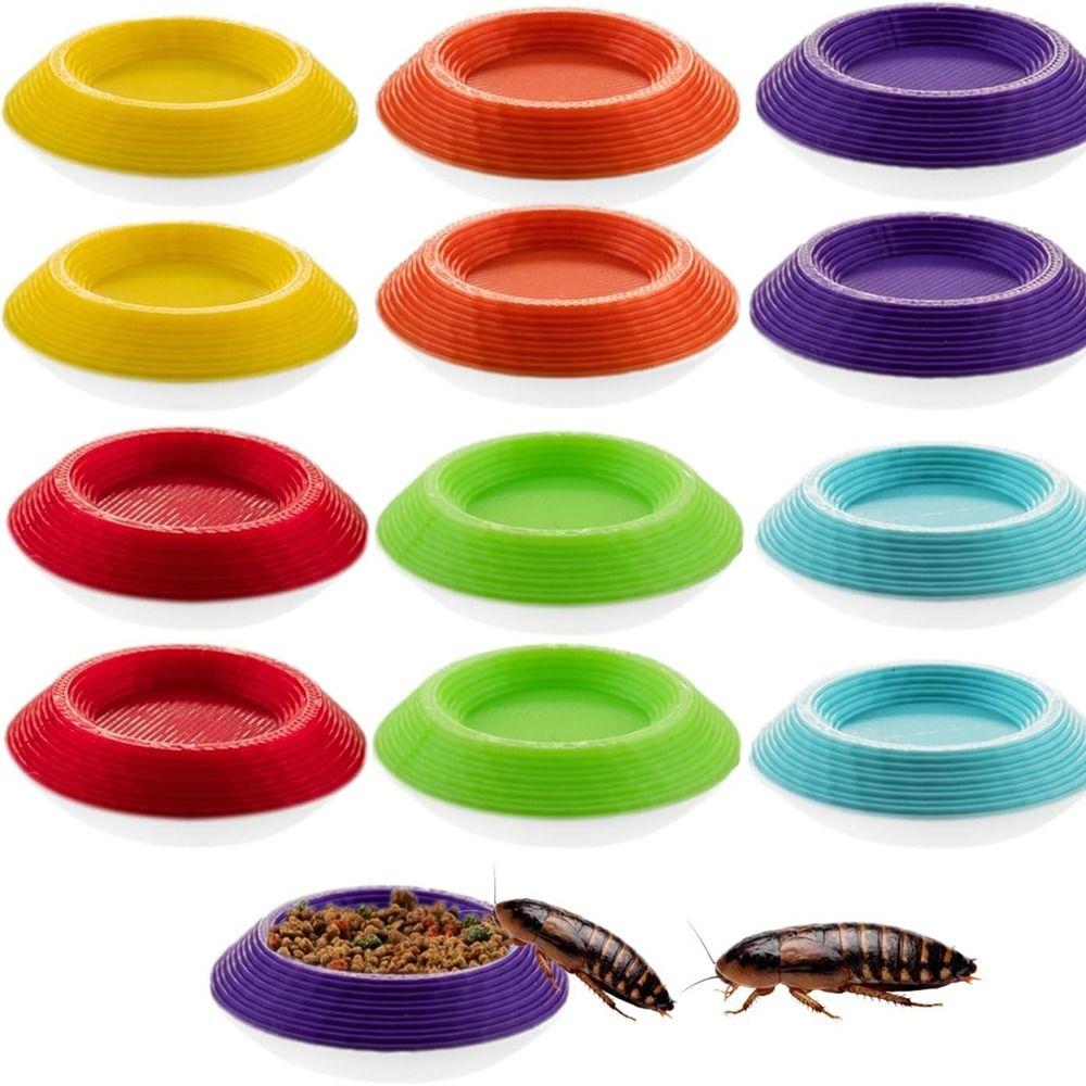12Pcs New Colorful Dubia Roaches Feeder Bowls Small Size Durable Tiny Feeding Dish Reptile Mealworms Bowl Enclosures