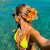 Artificial Floral Hair Claw Floral Hair Clips Versatile Colorful Flower Hairpin  Beach Outfits