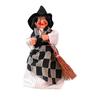 Halloween Witch Doll Decoration Spooky Witch Statue with Broomstick for Home Living Room Fireplace Mantel End Table Desktop Decor