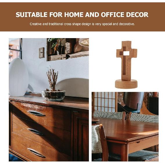 Veemoon Wood Standing Cross Wood Standing Cross Decor Wood Religious Table Alter Standing Table Cross Altar Cross with Stand Wooden Table Cross
