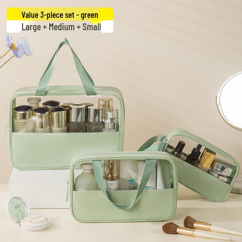 Summer Cooling Transparent Waterproof Makeup Bag - Large Capacity, Portable, Fashionable Storage Solution.