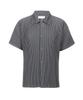 Akebteu Ps05X Pleated Button Short Sleeve Collared Open T-Shirt [Dark Gray]