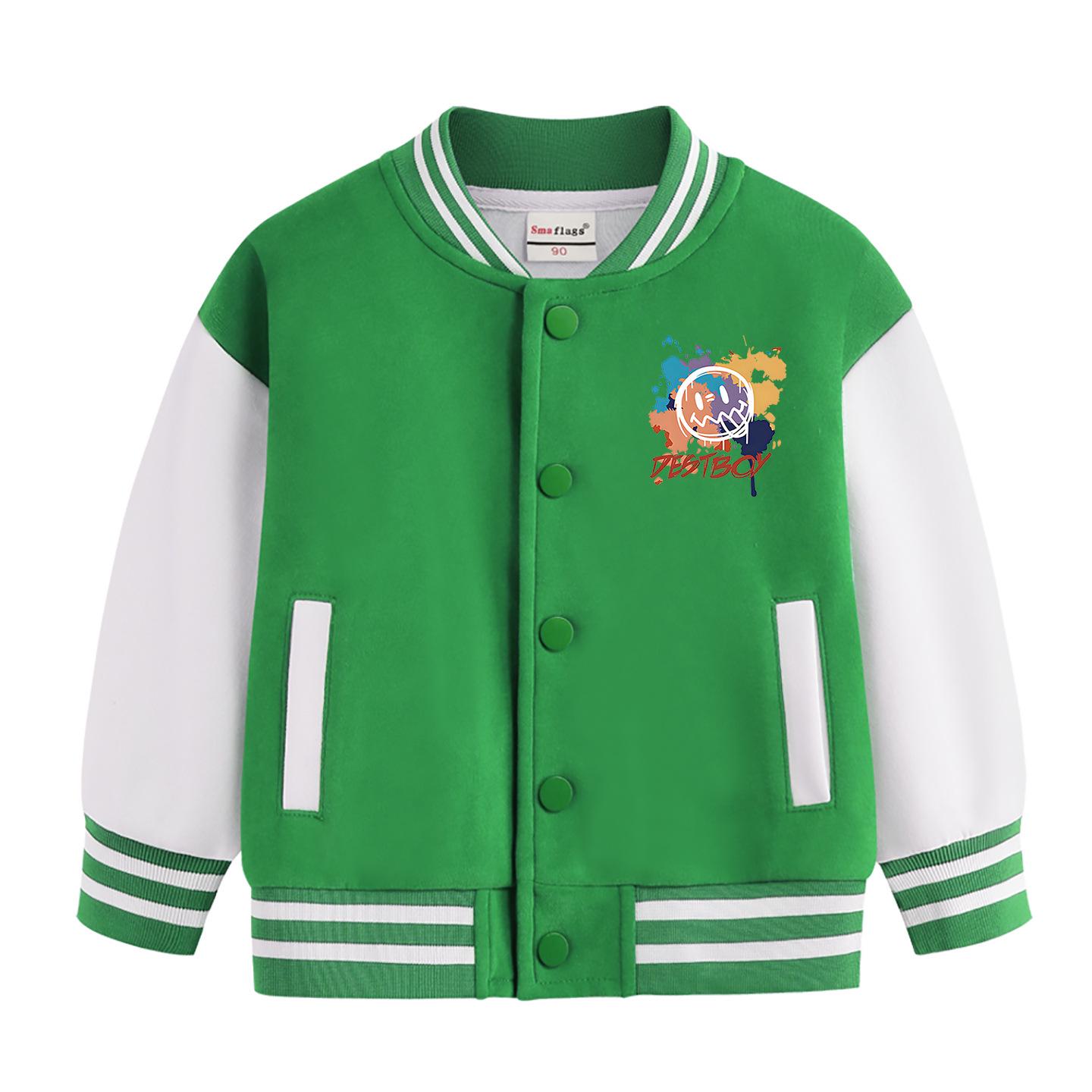 

2026 Children s Color Block Baseball Jacket: Spring & Autumn Style with Velvet, Ideal for Boys & Girls 90 cm