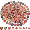 Retro Wooden Buttons for DIY & Toddler Crafts, Double Hole, 100 Pack, Colorful Print