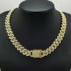 Bracciale Collana Trendy a Catena Cubana 14mm in Lega di Zinco e Strass - Stile Hip-Hop
