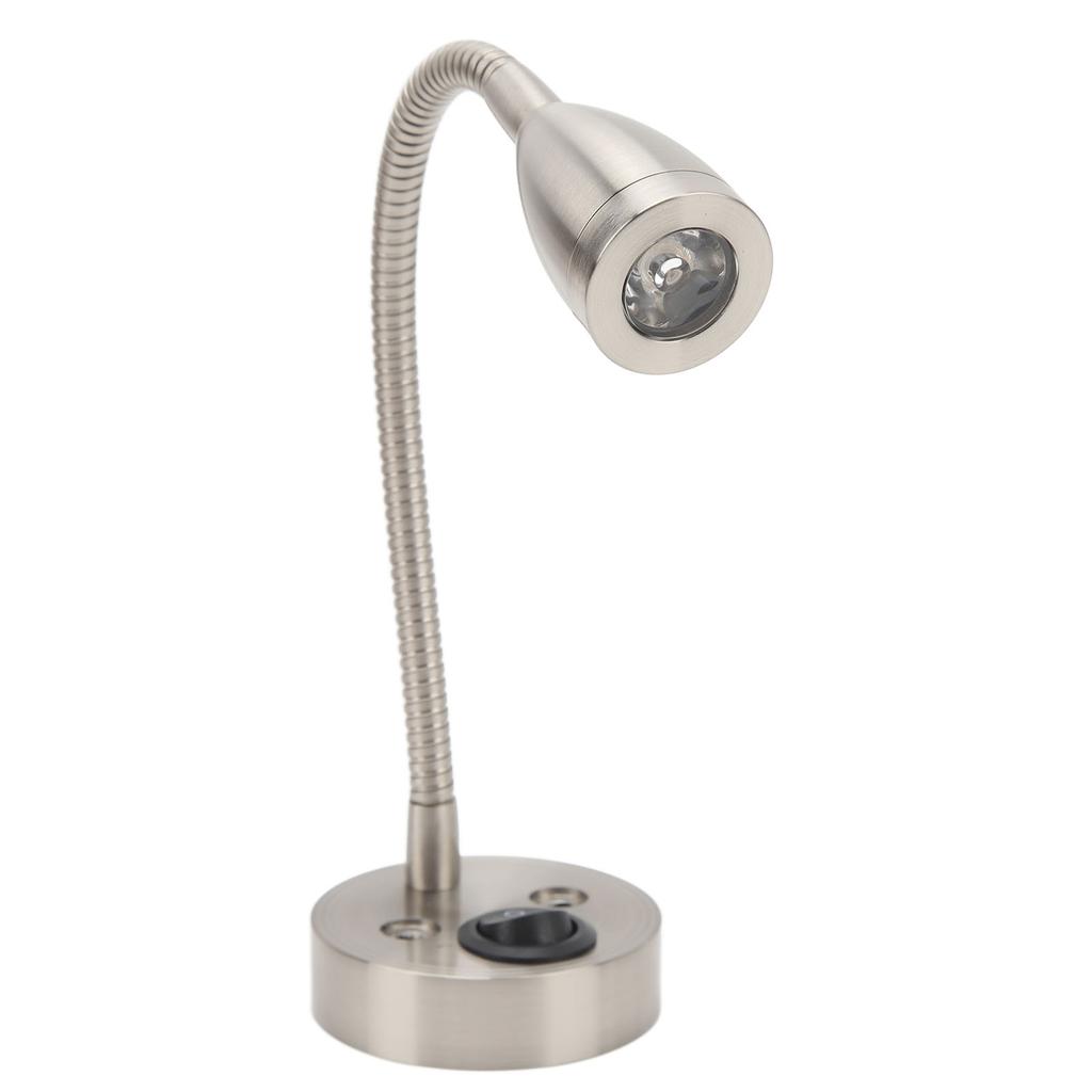 RV LED Bedside Light 360 Degree Swivel Flexible Goosneck Light for DC 12V to 24V Boat Camper Truck Cars Nickel Plated
