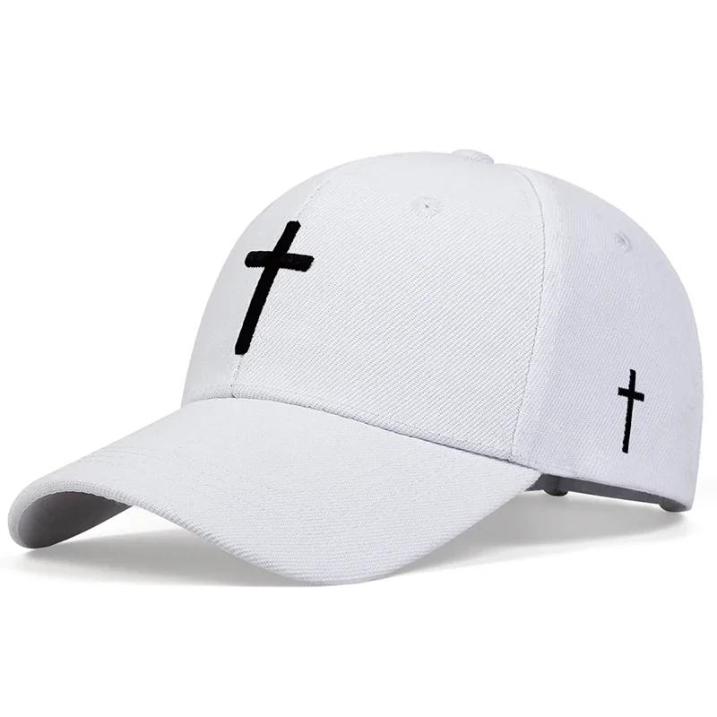 

Unisex Cross Embroidery Baseball Caps Outdoor Adjustable Spring and Autumn Casual Sunscreen Hat белый