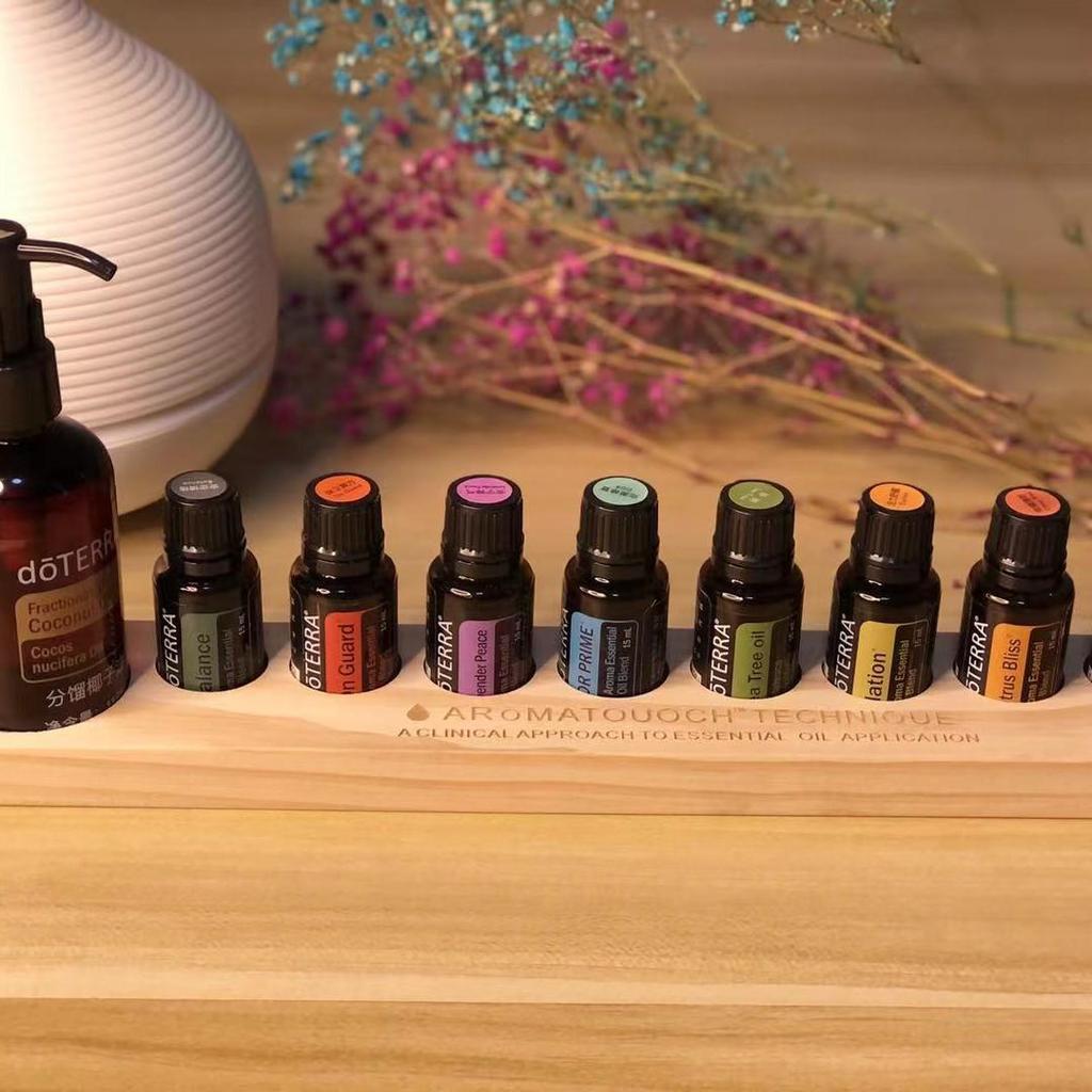 9-Grid Wooden Essential Oil Display Stand for doTERRA (Oils Not Included)