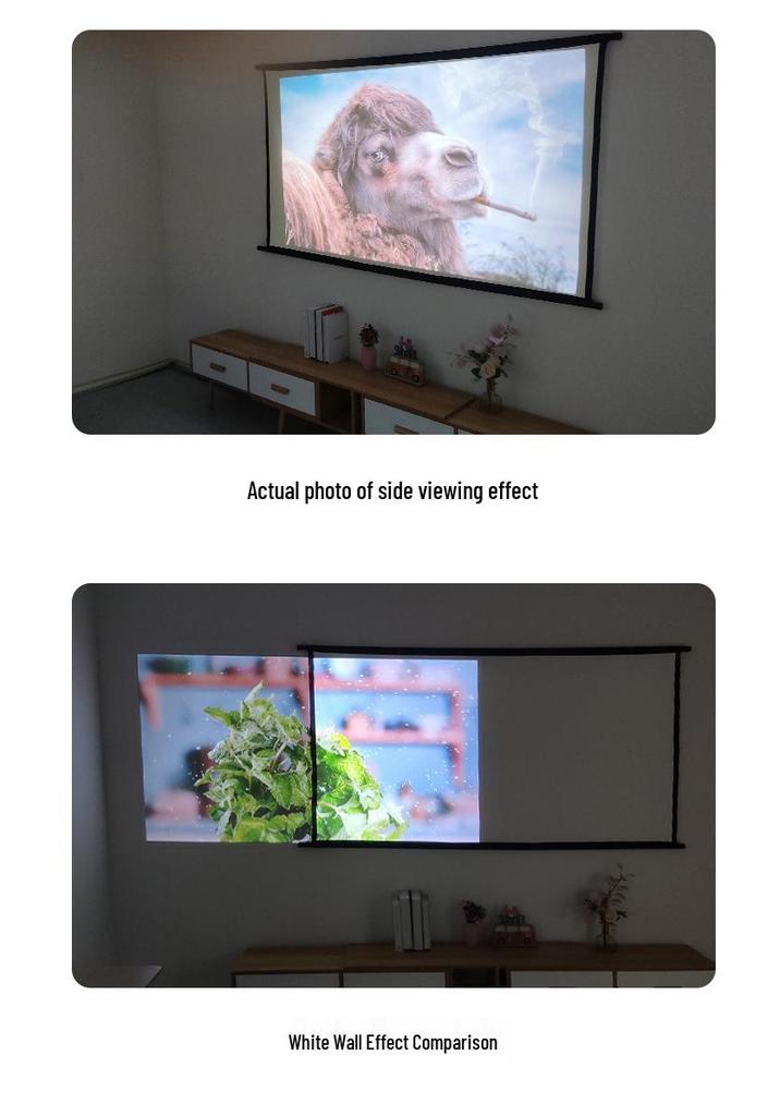 Outdoor Portable HD Projector Screen, 100-120 Inch, Light-Resistant, Wall/Floor Mount, White Grid